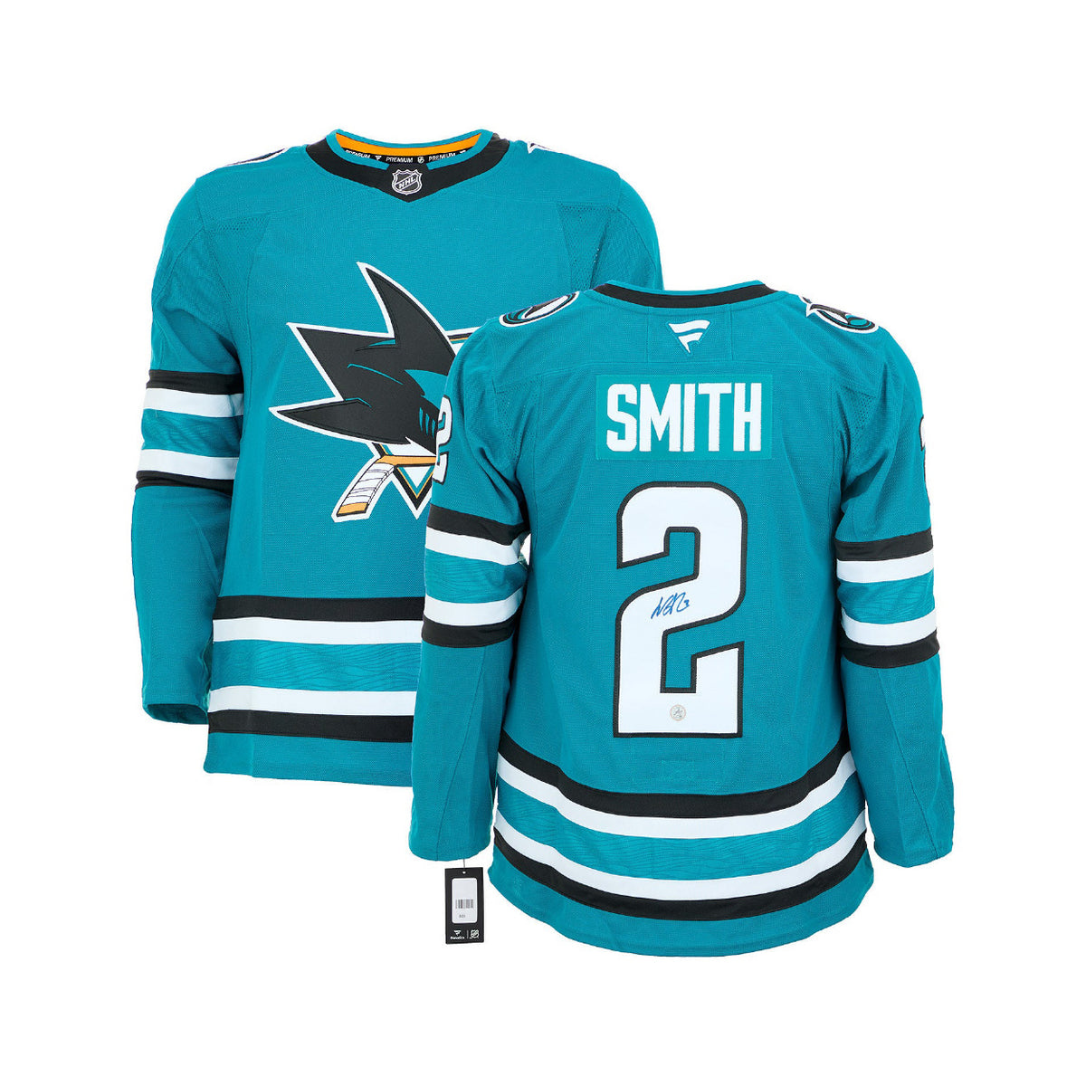 AJ Sports - Will Smith San Jose Sharks Fanatics Premium Jersey Autographié
